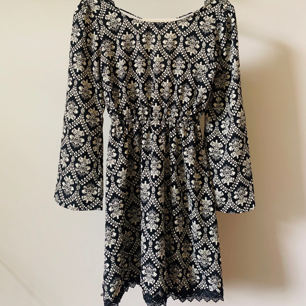 Patterned Bell Sleeve Dress